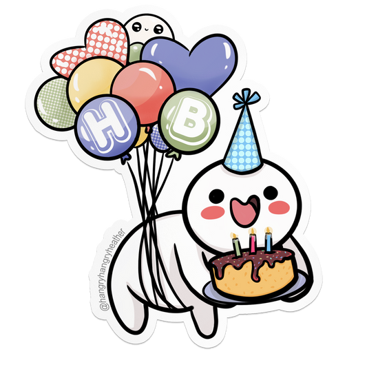 Noobie Birthday Balloon - HangryHangryHeather Birthday Die-Cut Sticker