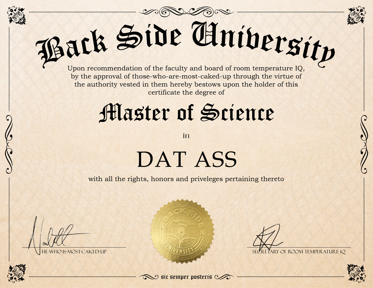 Back Side University Diploma
